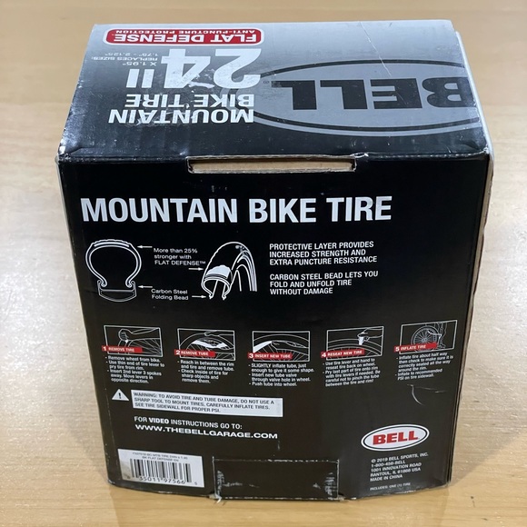 Bell Mountain Bike Tire With Flat Defense, Bell 24" x 1.95" Fits 1.75-2.125  new - Picture 4 of 4